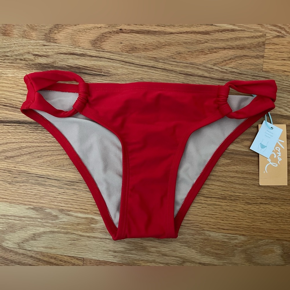 Kona Sol Red Bikini Bottoms S NWT